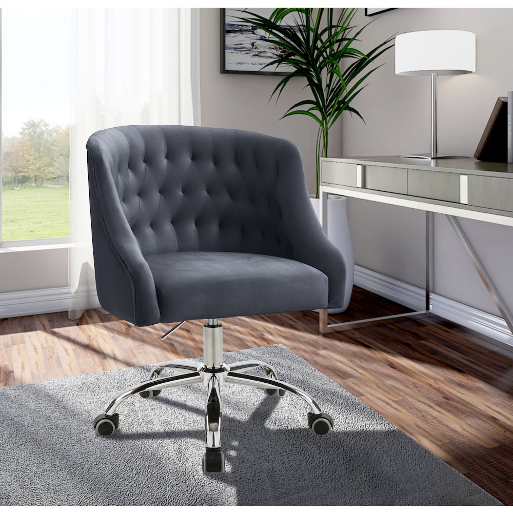Arden Grey Velvet Office Chair. Picture 2
