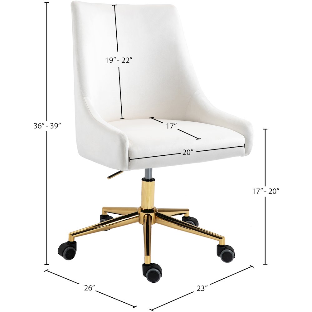 Karina Cream Velvet Office Chair. Picture 11
