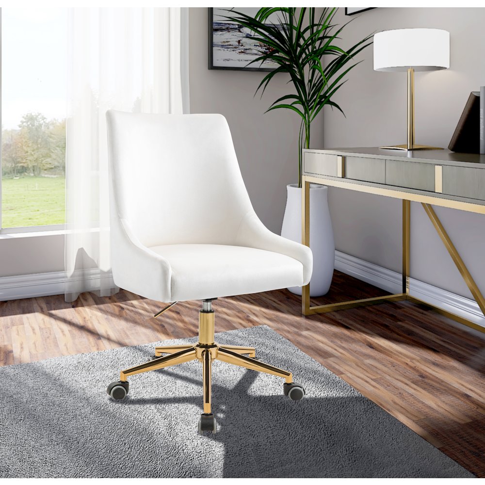 Karina Cream Velvet Office Chair. Picture 2