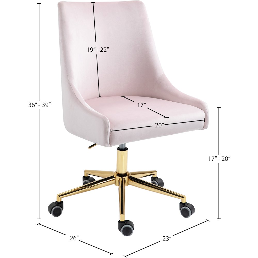 Karina Pink Velvet Office Chair. Picture 11