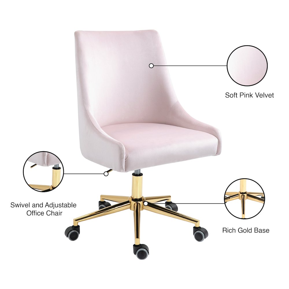 Karina Pink Velvet Office Chair. Picture 12