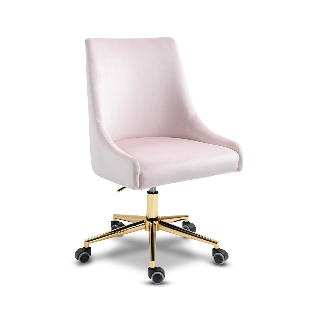 Karina Pink Velvet Office Chair. Picture 1