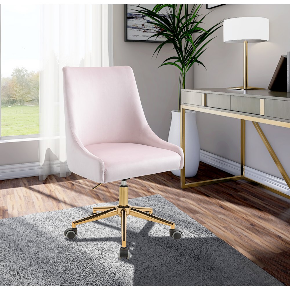 Karina Pink Velvet Office Chair. Picture 2