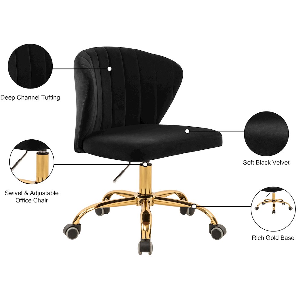 Finley Black Velvet Office Chair. Picture 7