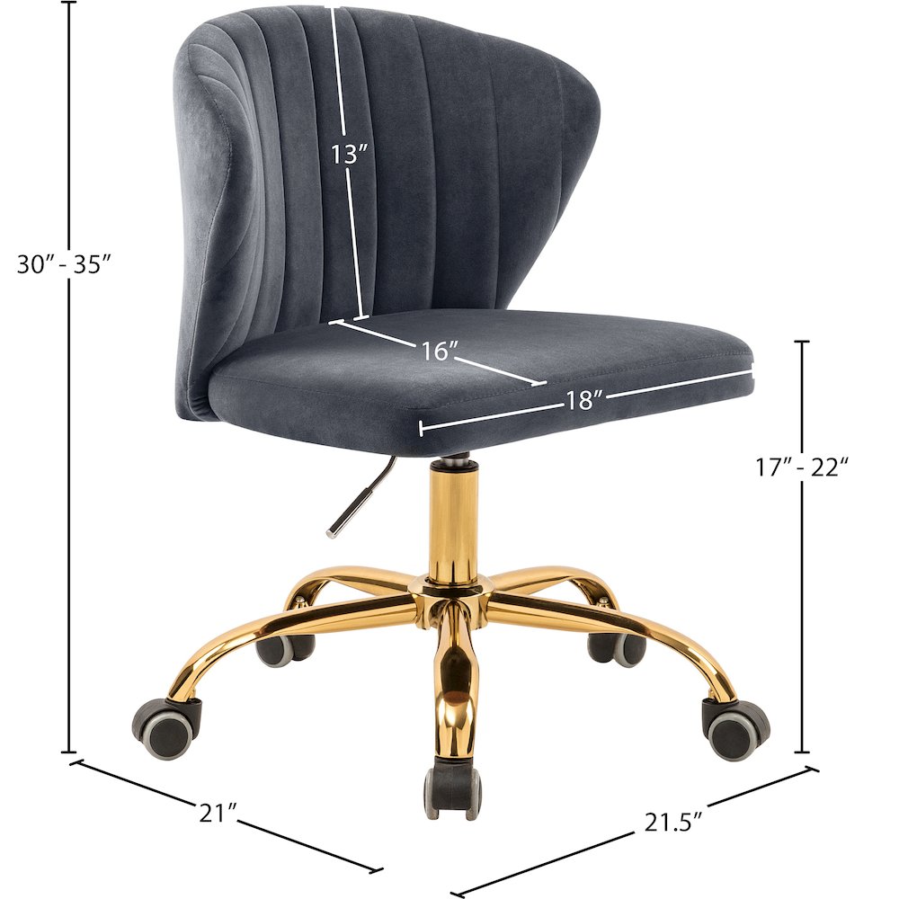 Finley Grey Velvet Office Chair. Picture 6