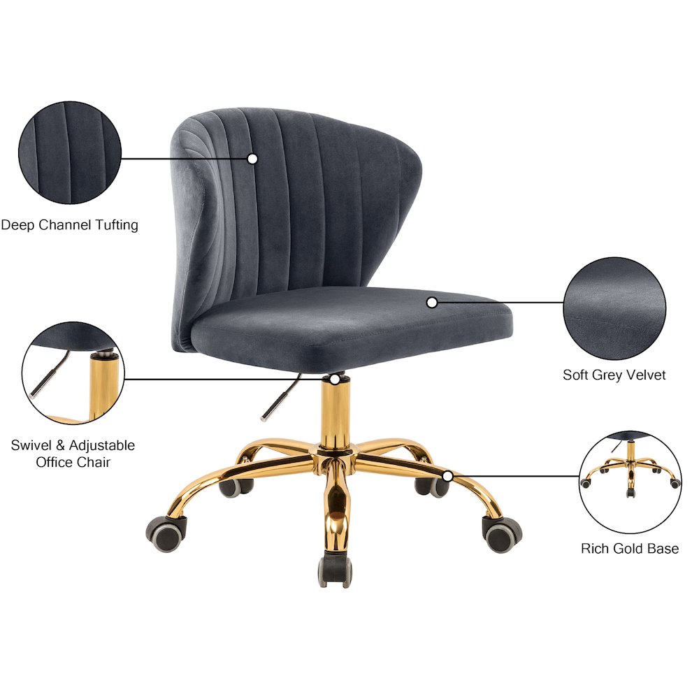 Finley Grey Velvet Office Chair. Picture 7