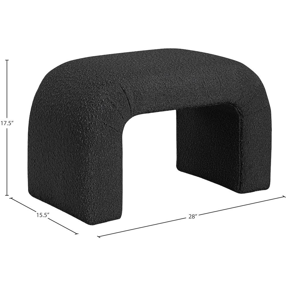 Niagara Black Boucle Fabric Bench. Picture 6