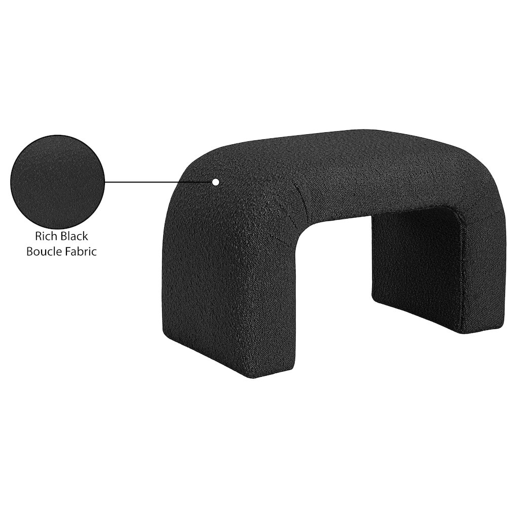 Niagara Black Boucle Fabric Bench. Picture 7