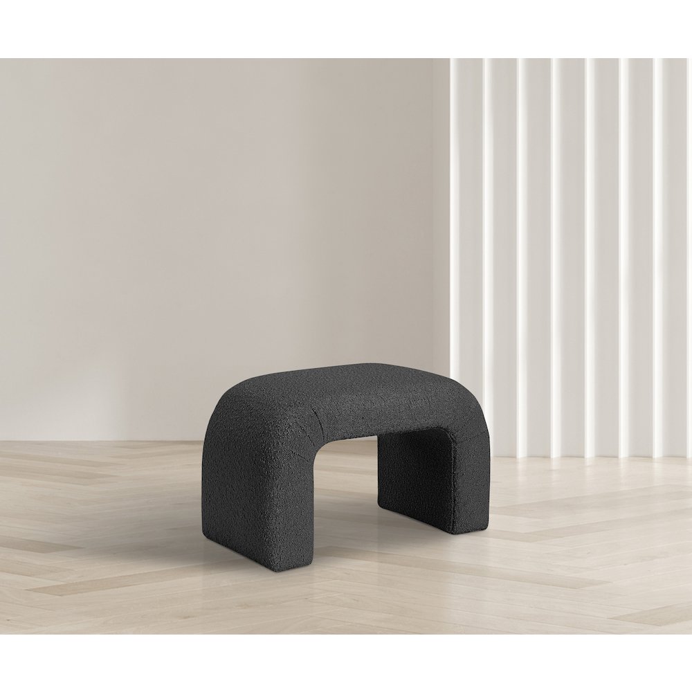 Niagara Black Boucle Fabric Bench. Picture 2