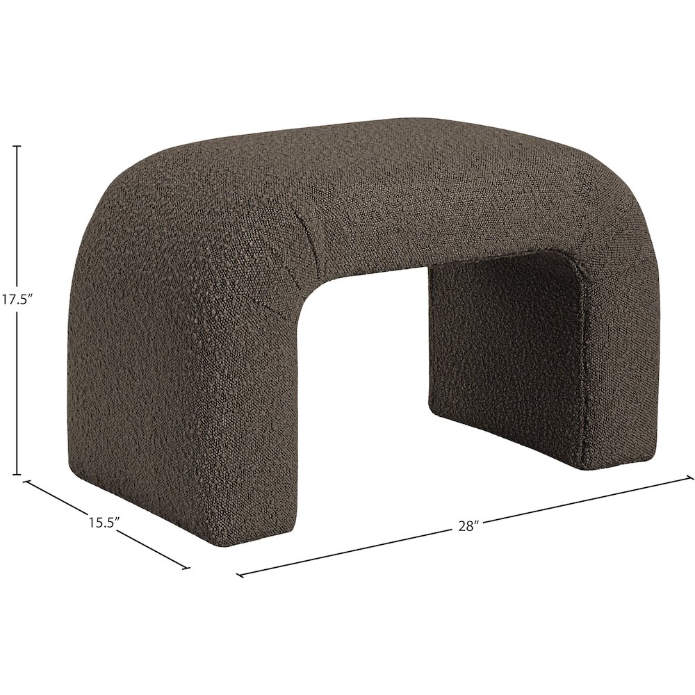 Niagara Brown Boucle Fabric Bench. Picture 6