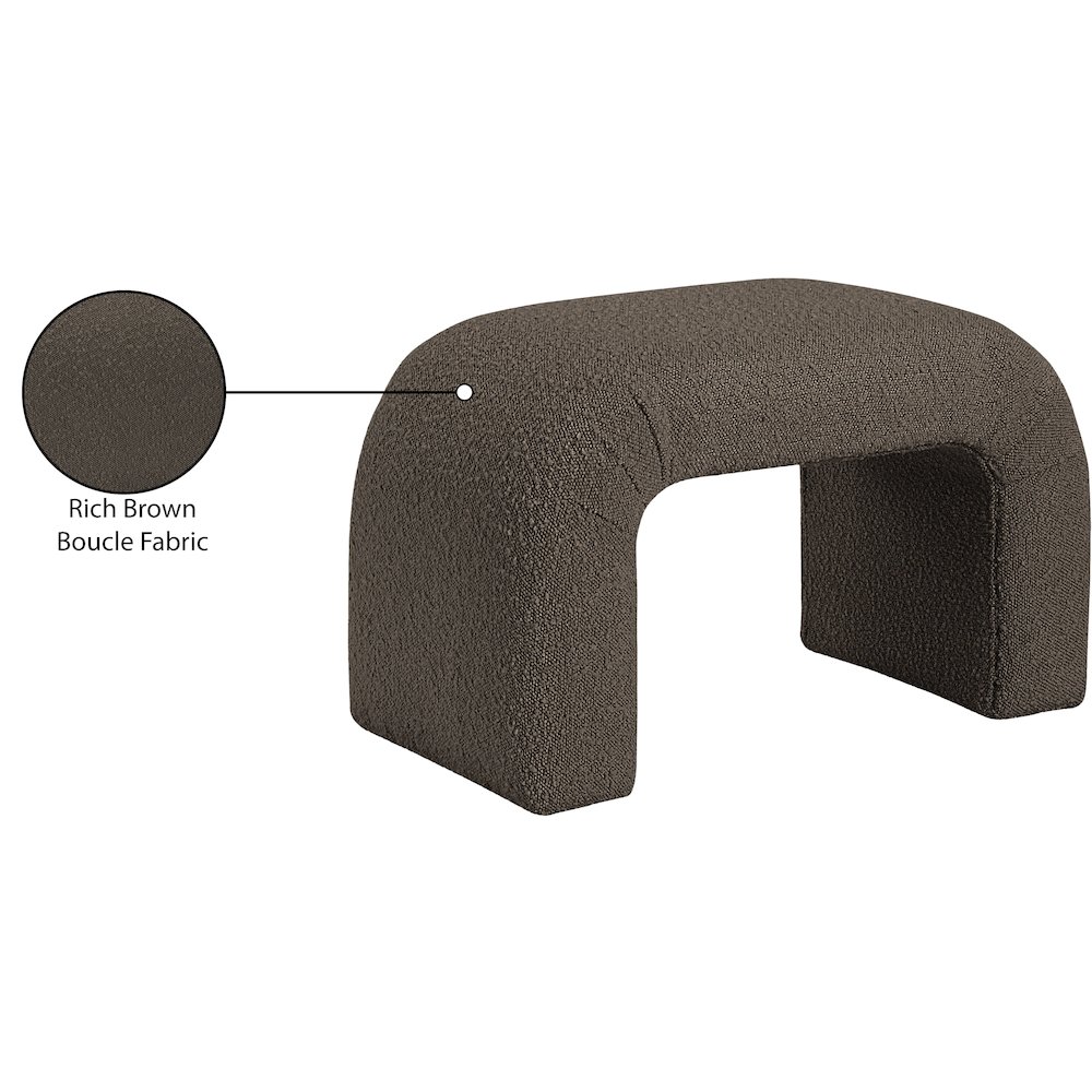Niagara Brown Boucle Fabric Bench. Picture 7
