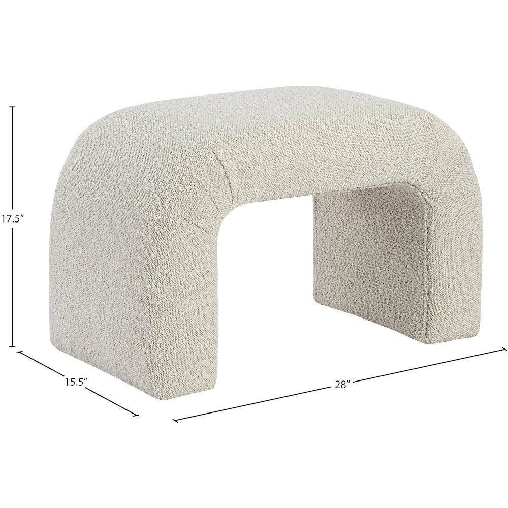 Niagara Cream Boucle Fabric Bench. Picture 6