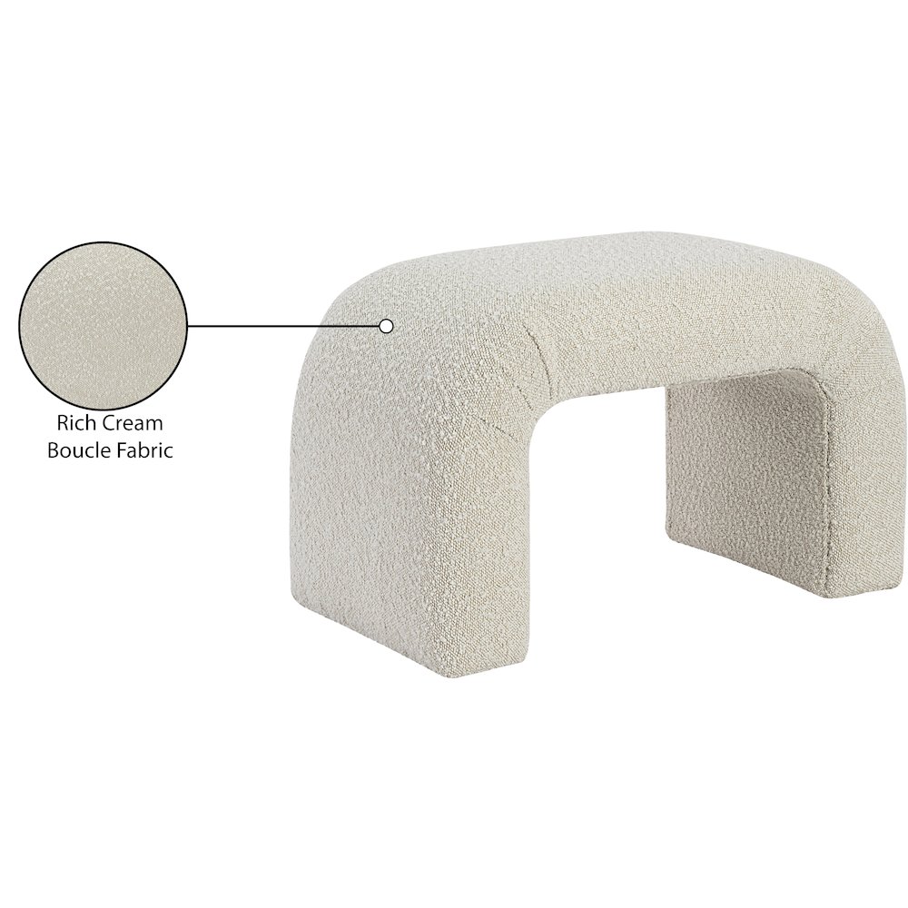 Niagara Cream Boucle Fabric Bench. Picture 7