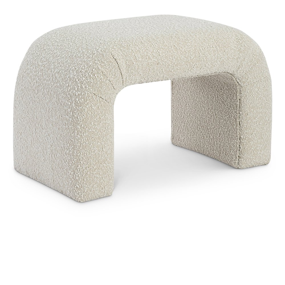 Niagara Cream Boucle Fabric Bench. Picture 1
