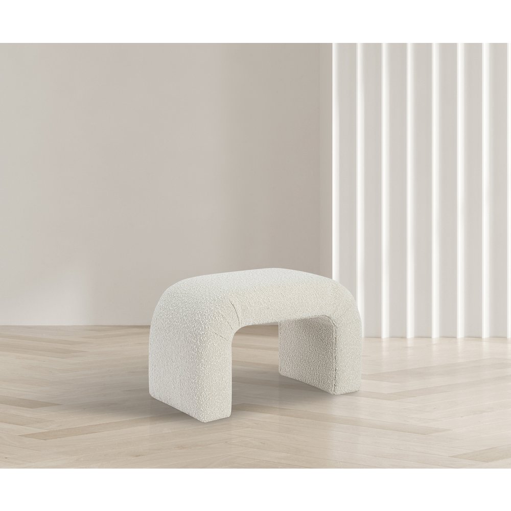 Niagara Cream Boucle Fabric Bench. Picture 2