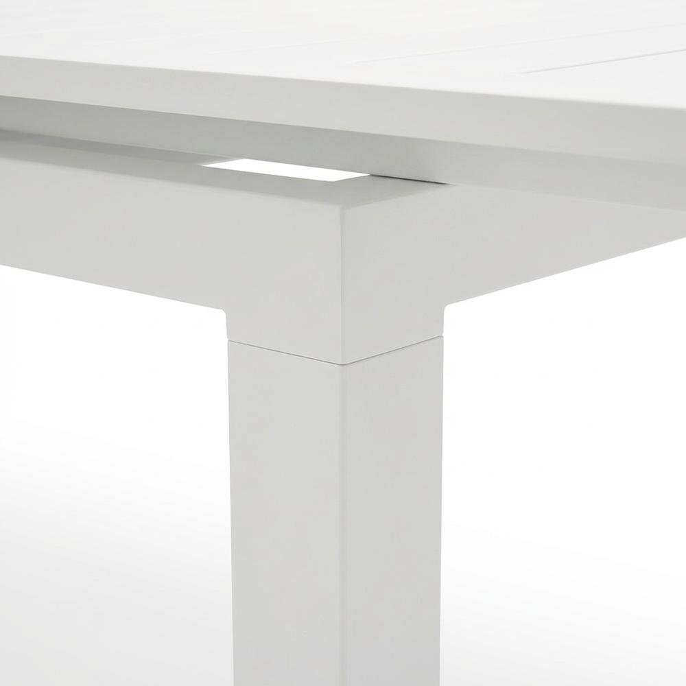 Contemporary White Outdoor Dining Table For Patio With Adjustable Width. Picture 6