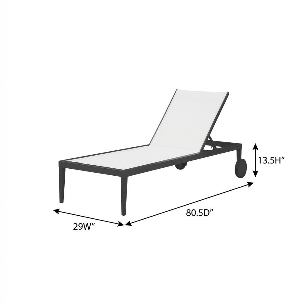 White Mesh Fabric Outdoor Lounge Chaise With Modern Design And Cushioned Seat. Picture 7