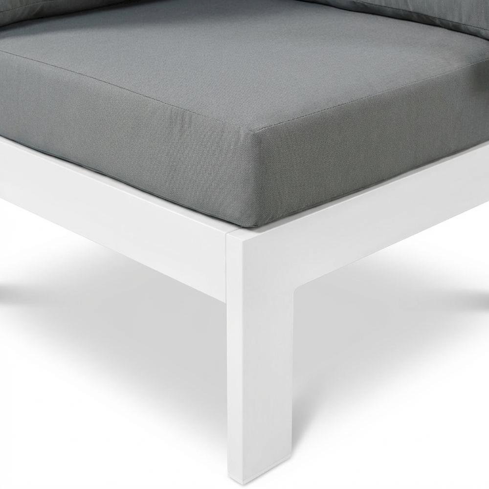 Gray Fabric Outdoor Corner Chair With Aluminum Frame And Contemporary Style. Picture 6