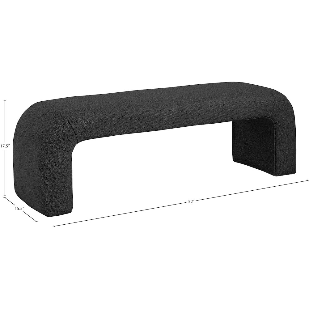 Niagara Black Boucle Fabric Bench. Picture 7