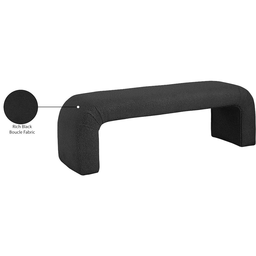 Niagara Black Boucle Fabric Bench. Picture 8