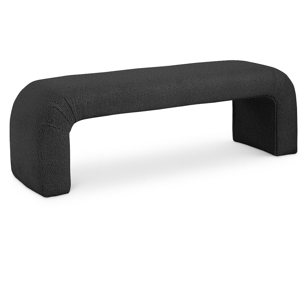 Niagara Black Boucle Fabric Bench. Picture 1