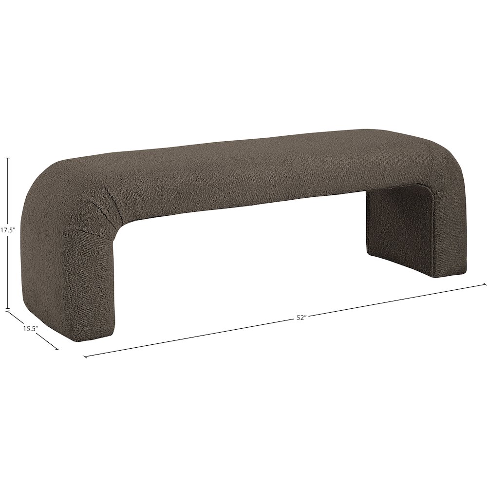 Niagara Brown Boucle Fabric Bench. Picture 7