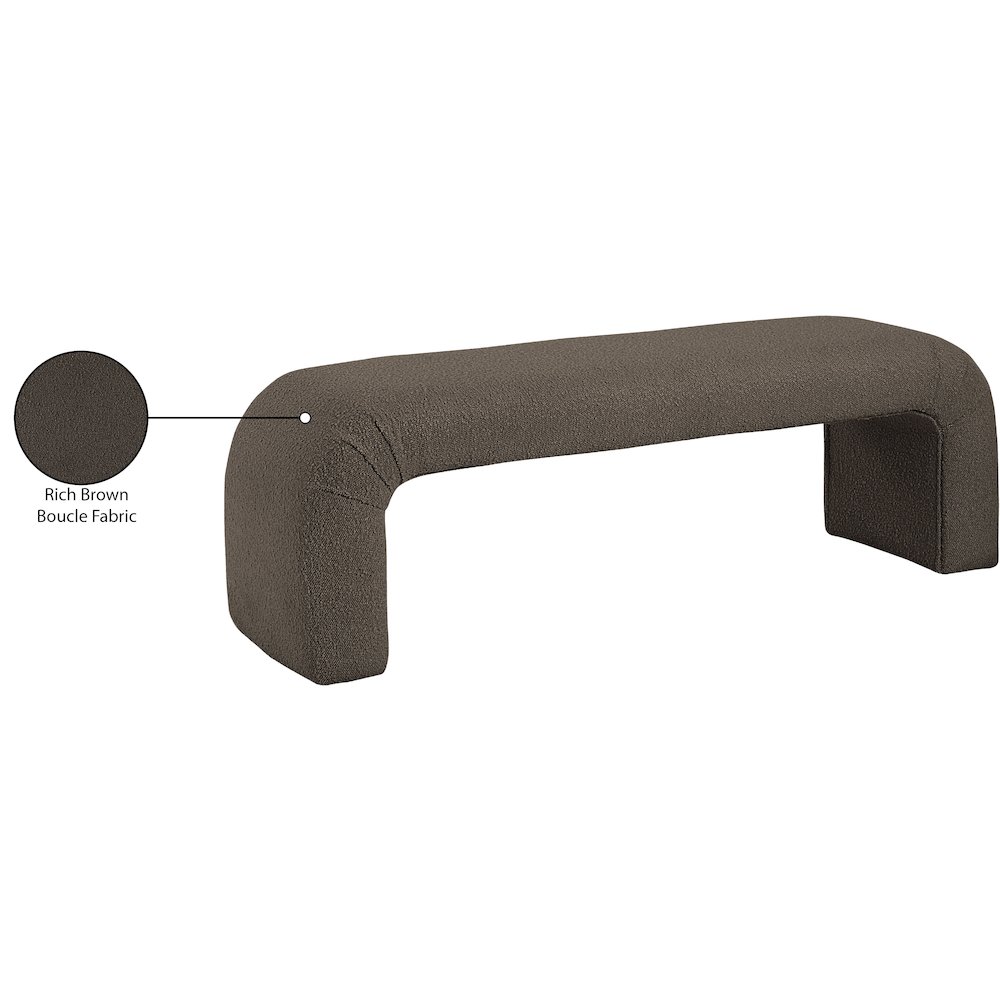 Niagara Brown Boucle Fabric Bench. Picture 8