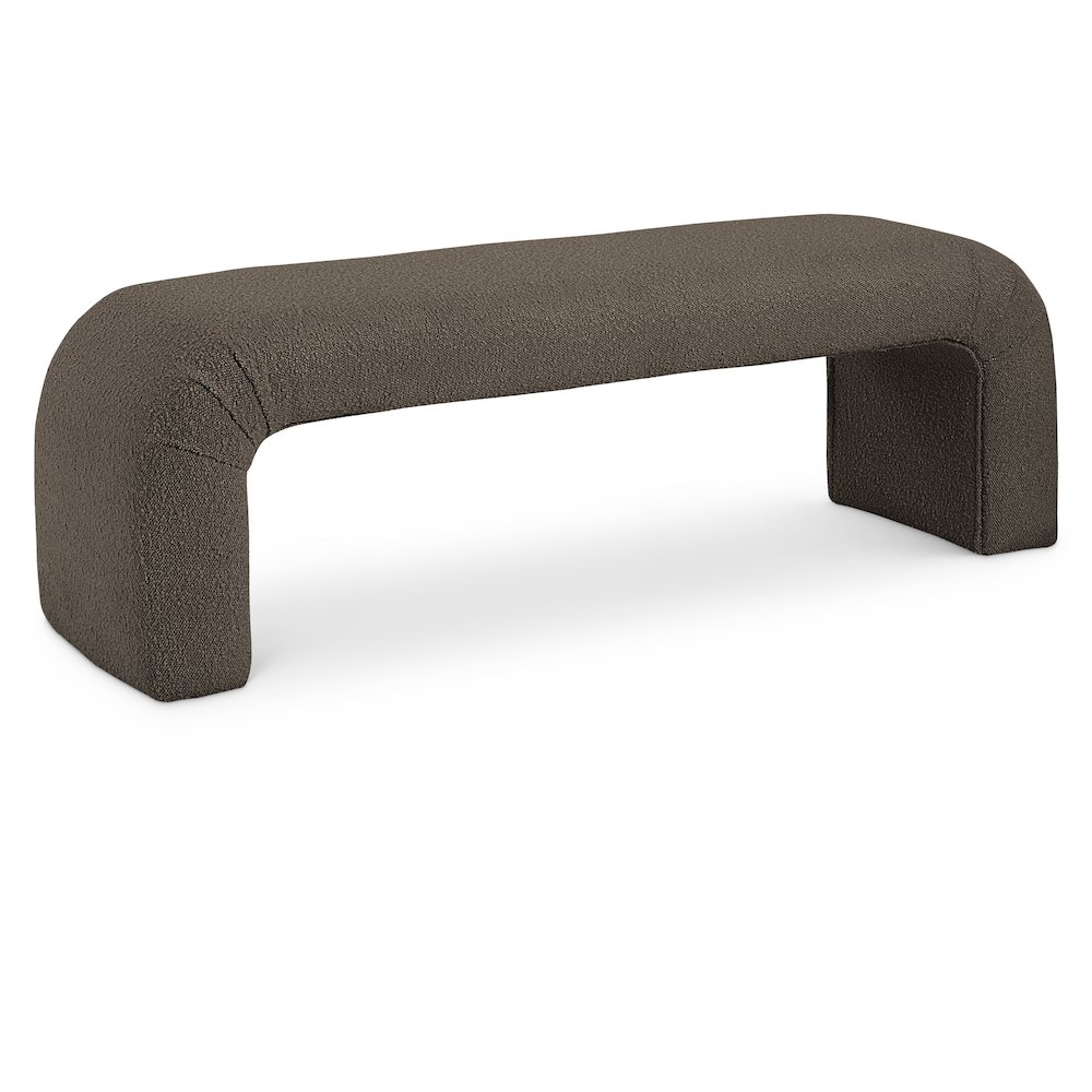 Niagara Brown Boucle Fabric Bench. Picture 1