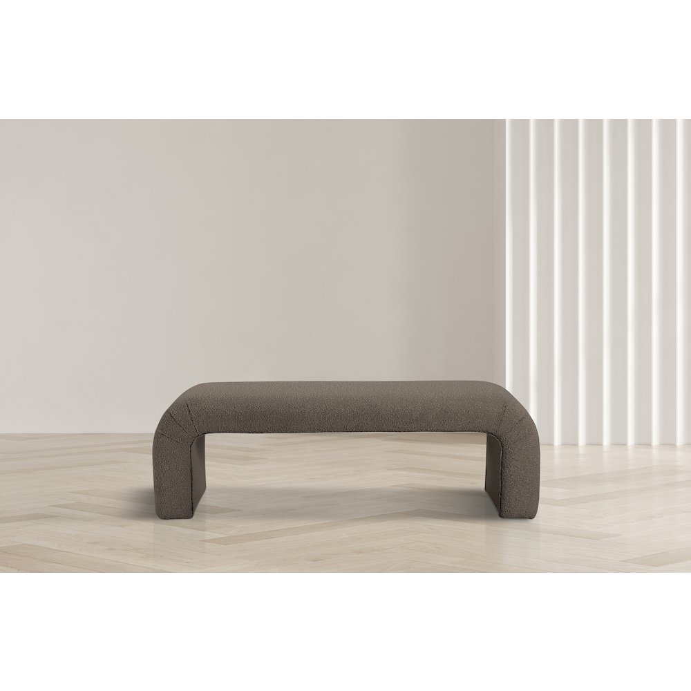 Niagara Brown Boucle Fabric Bench. Picture 2