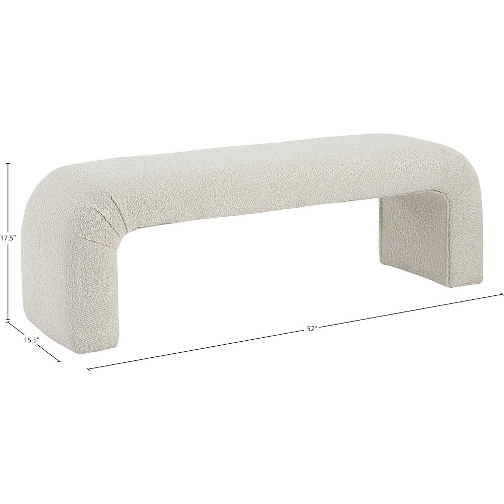 Niagara Cream Boucle Fabric Bench. Picture 7