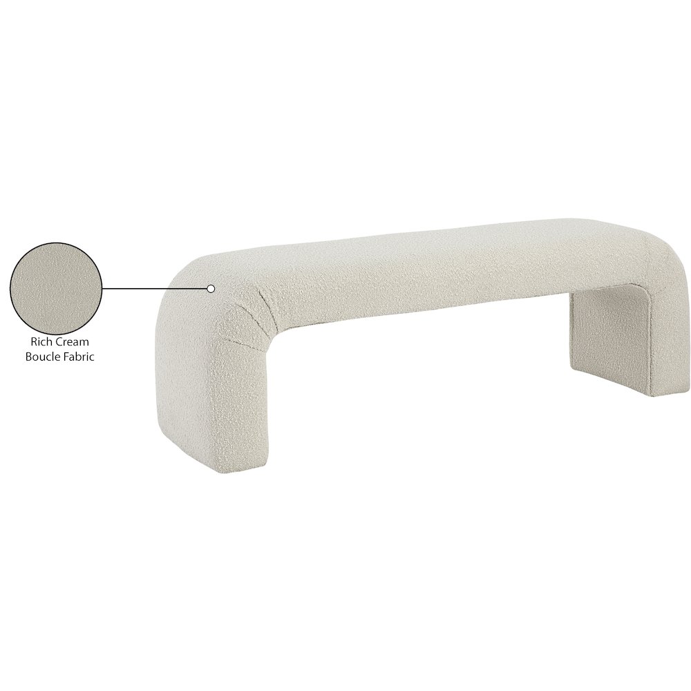 Niagara Cream Boucle Fabric Bench. Picture 8