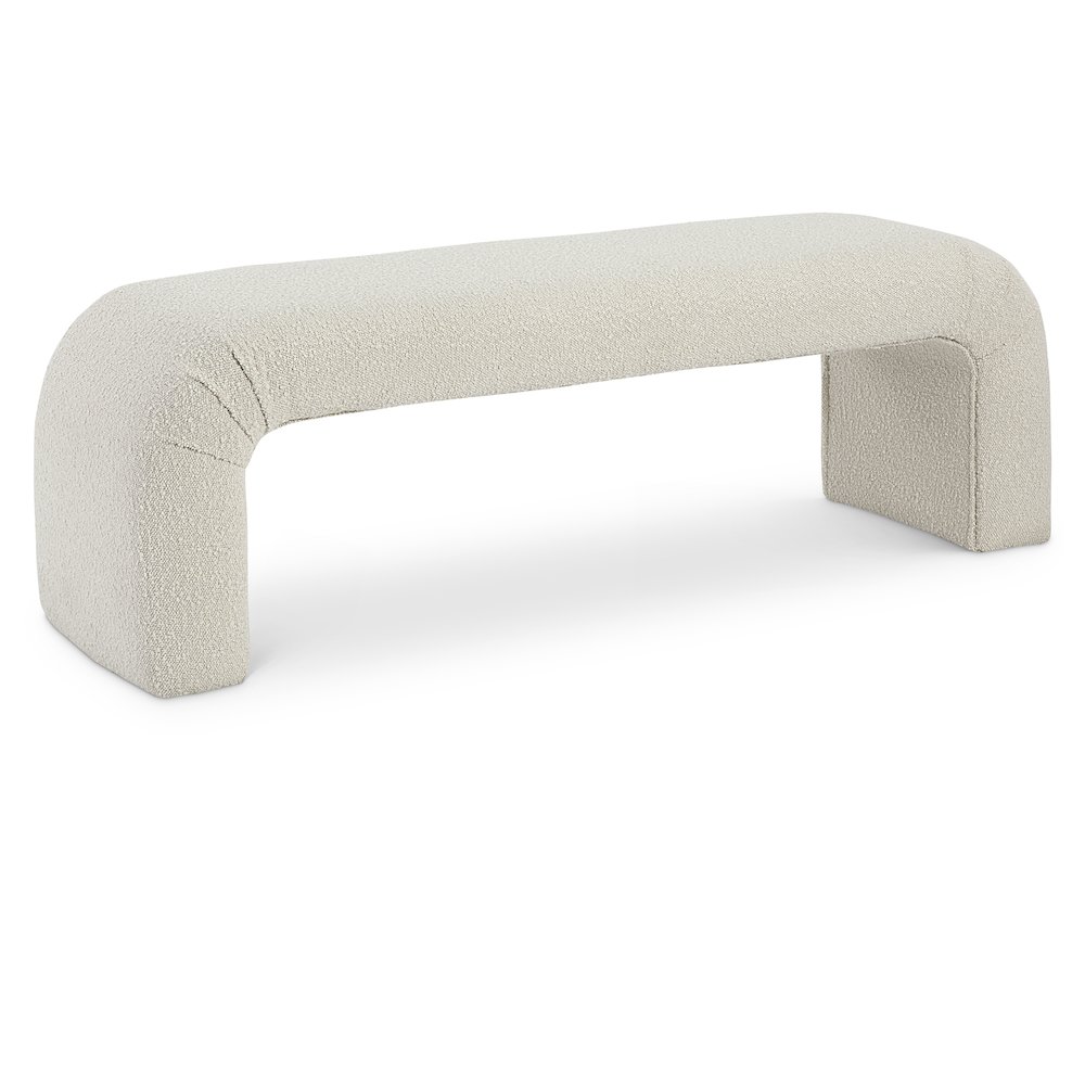 Niagara Cream Boucle Fabric Bench. Picture 1