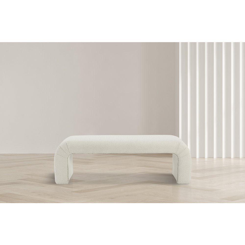 Niagara Cream Boucle Fabric Bench. Picture 2