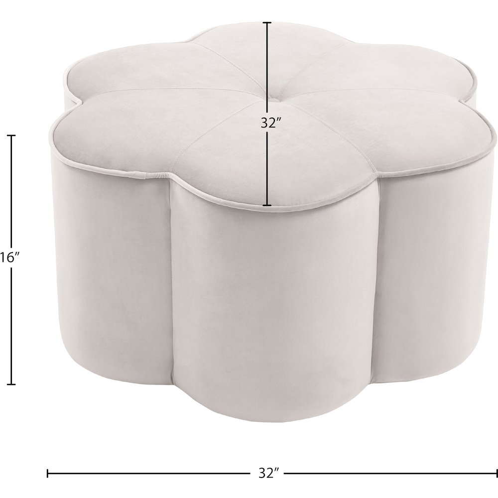 Daisy Cream Velvet Ottoman. Picture 4