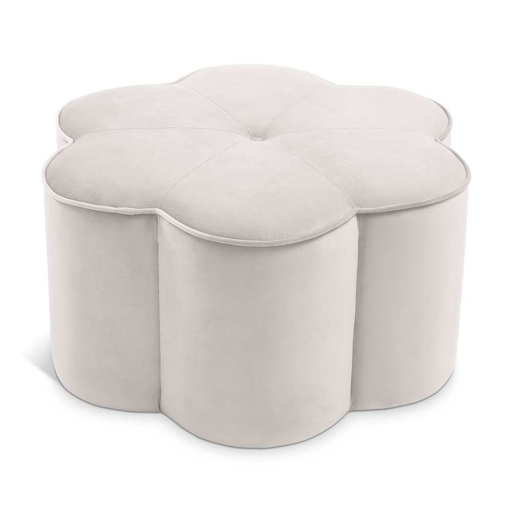 Daisy Cream Velvet Ottoman. Picture 1