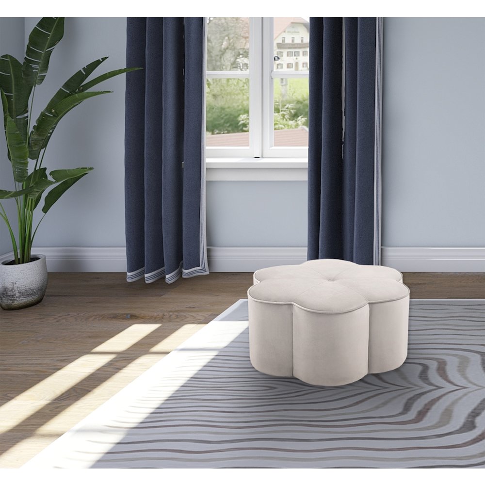 Daisy Cream Velvet Ottoman. Picture 2