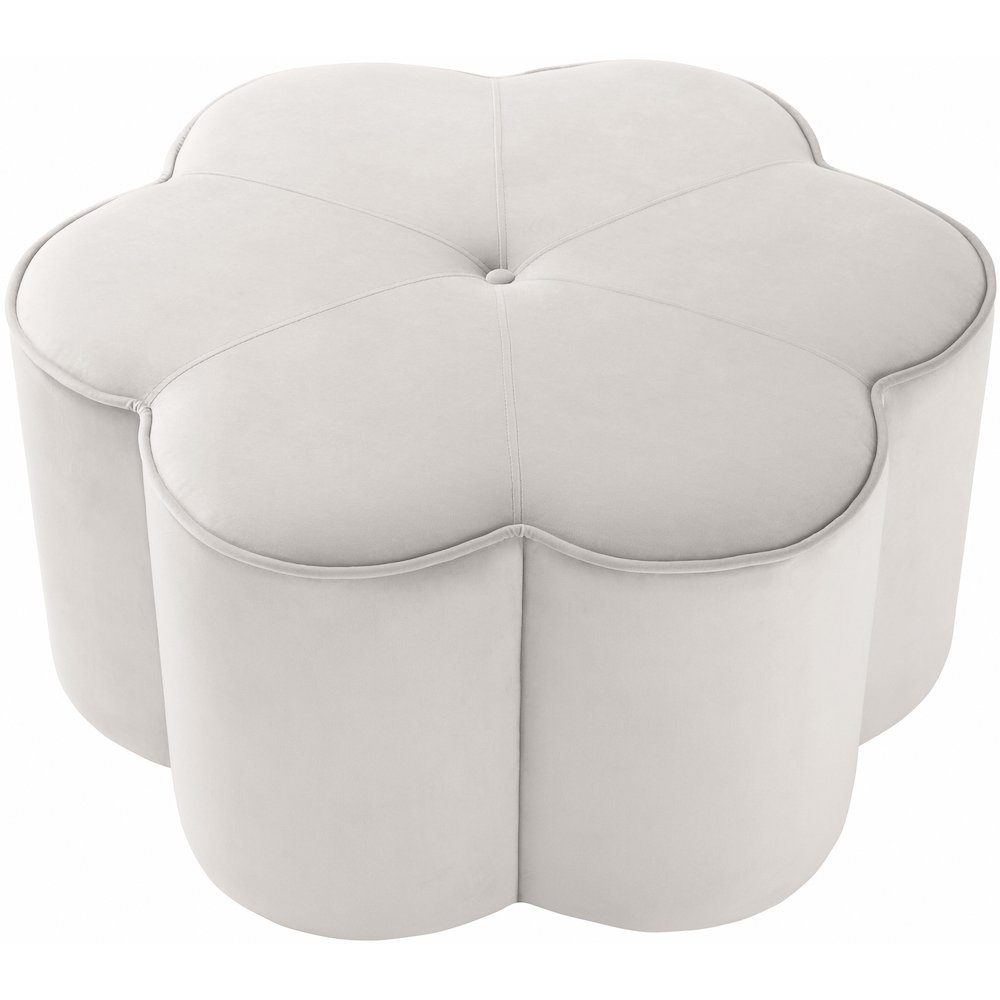 Daisy Cream Velvet Ottoman. Picture 3