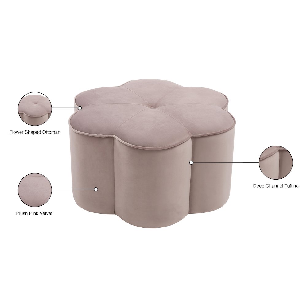 Daisy Pink Velvet Ottoman. Picture 5