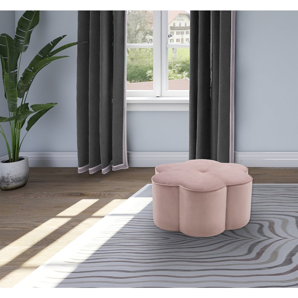 Daisy Pink Velvet Ottoman. Picture 2