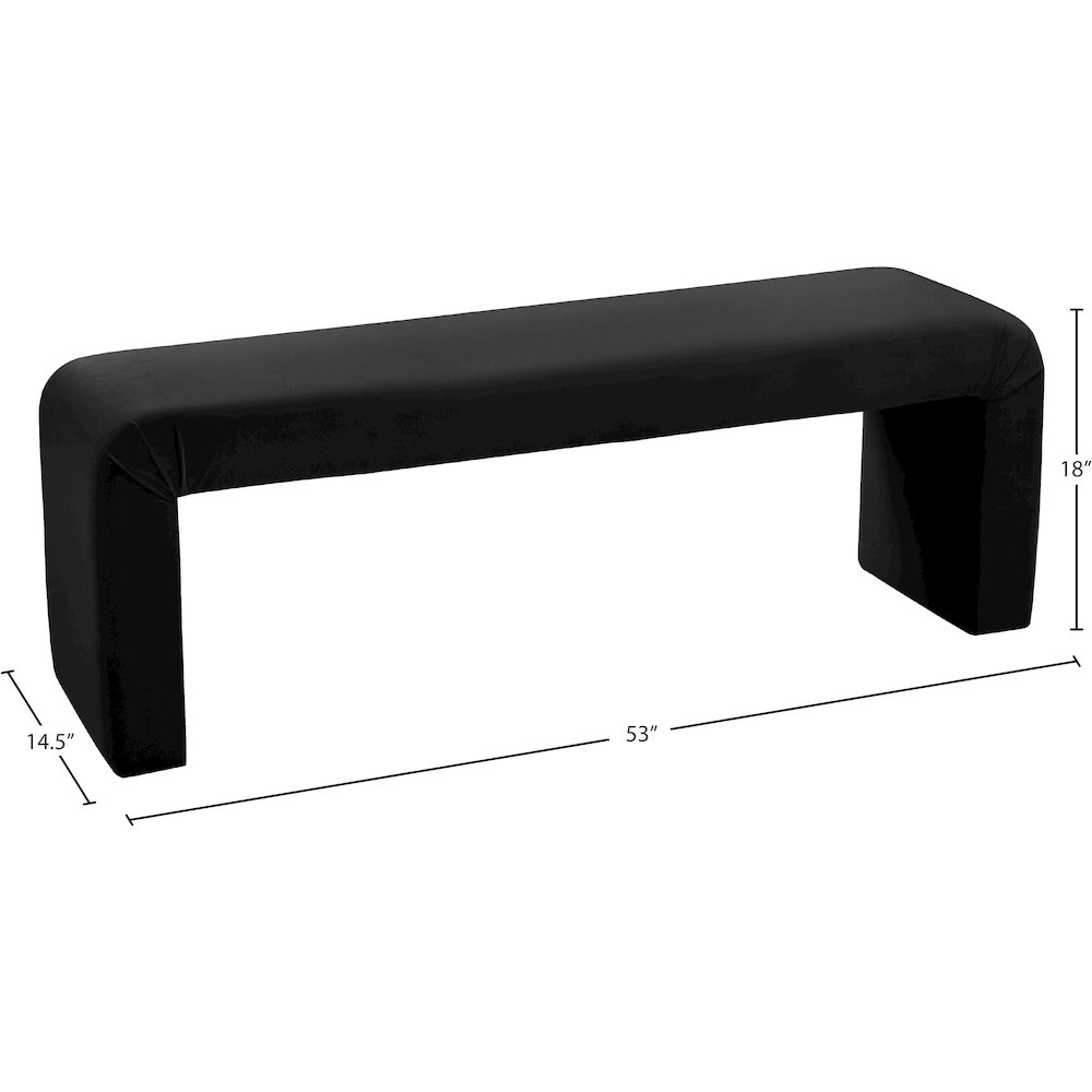 Minimalist Black Velvet Bench. Picture 6