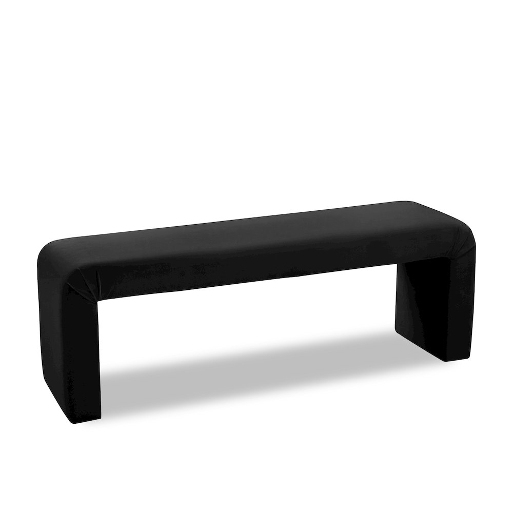 Minimalist Black Velvet Bench. Picture 1