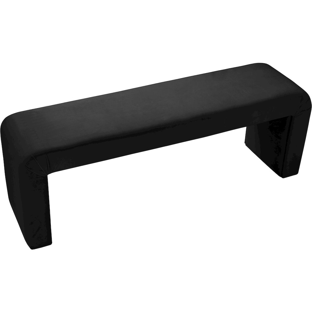 Minimalist Black Velvet Bench. Picture 3