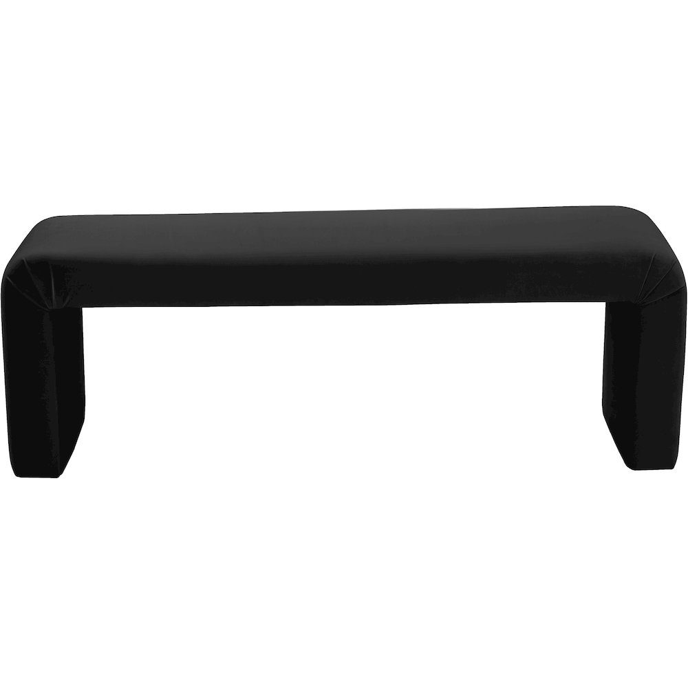 Minimalist Black Velvet Bench. Picture 4