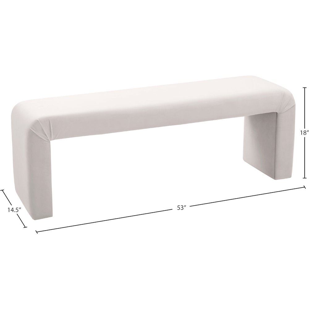 Minimalist Cream Velvet Bench. Picture 6
