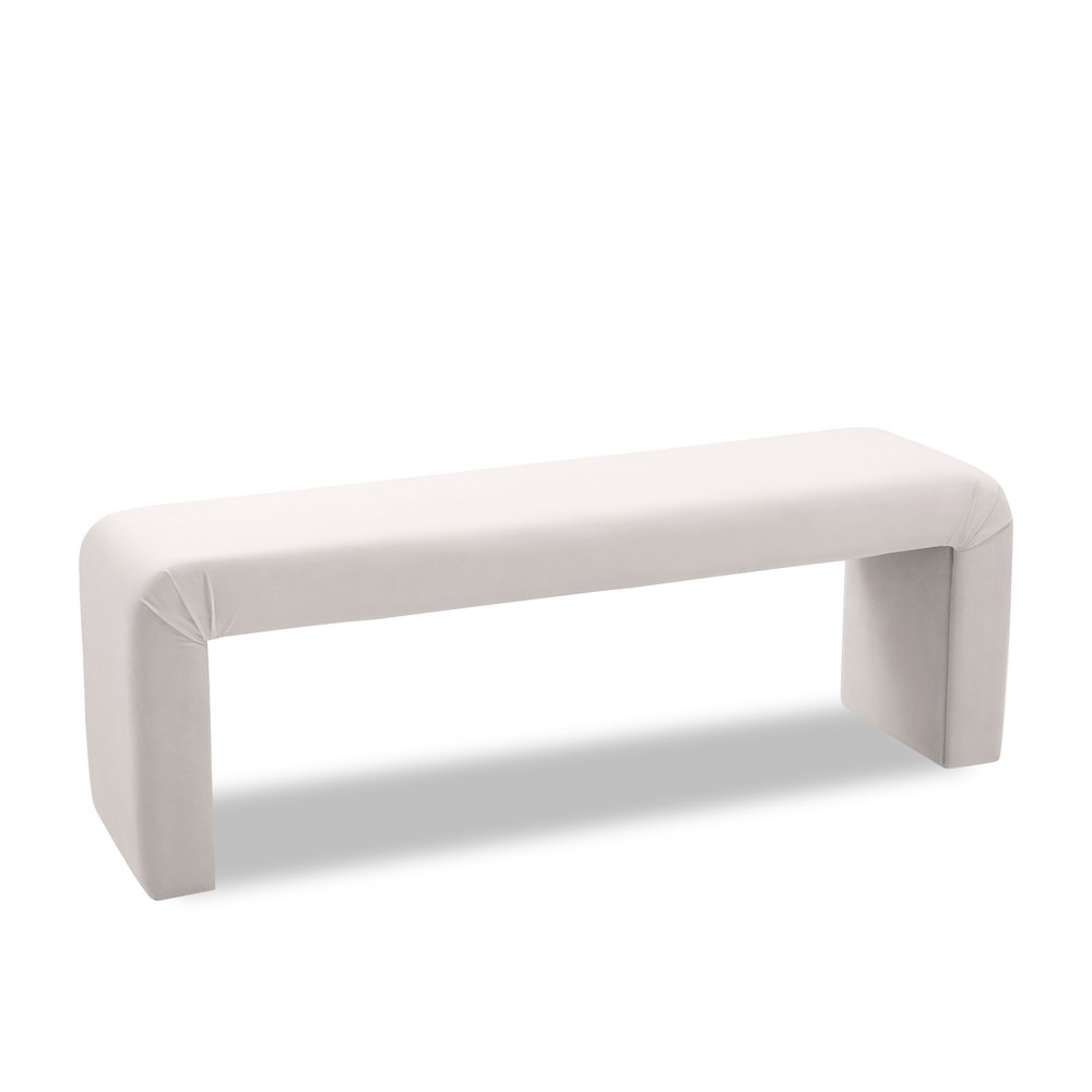 Minimalist Cream Velvet Bench. Picture 1