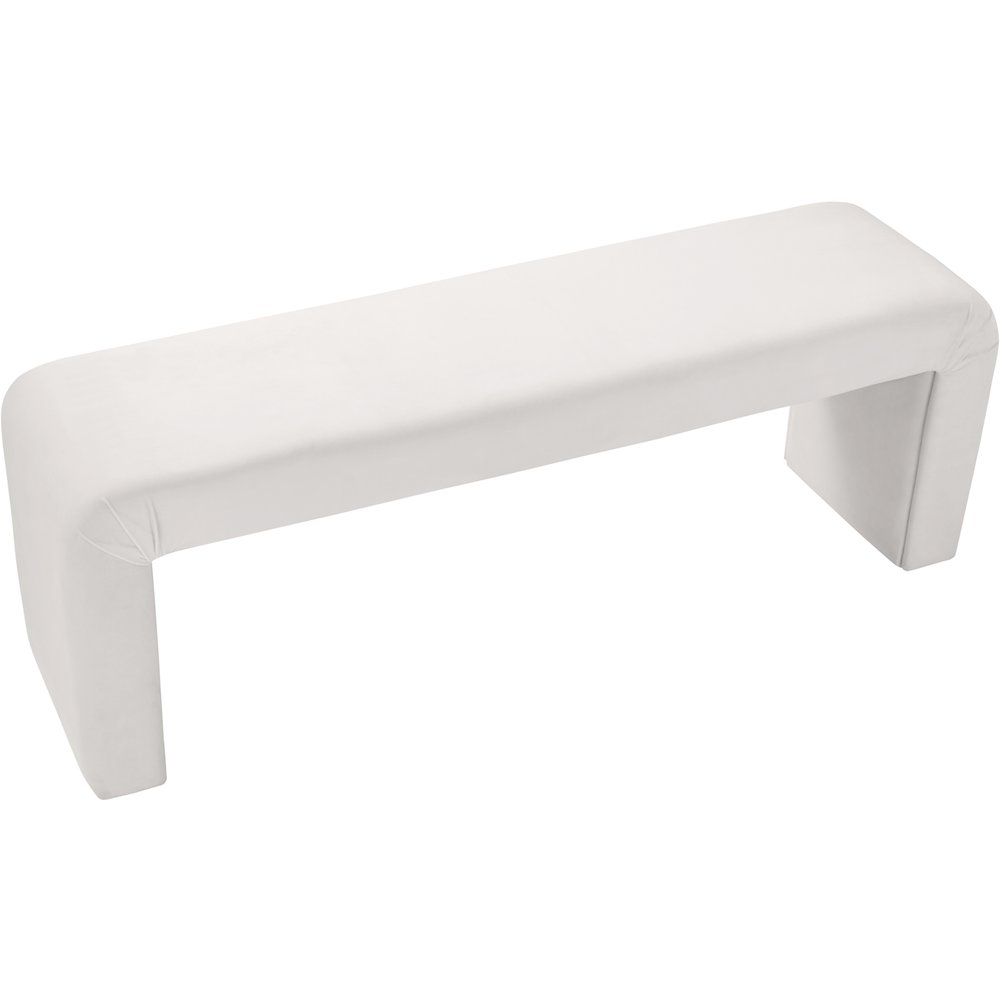Minimalist Cream Velvet Bench. Picture 3