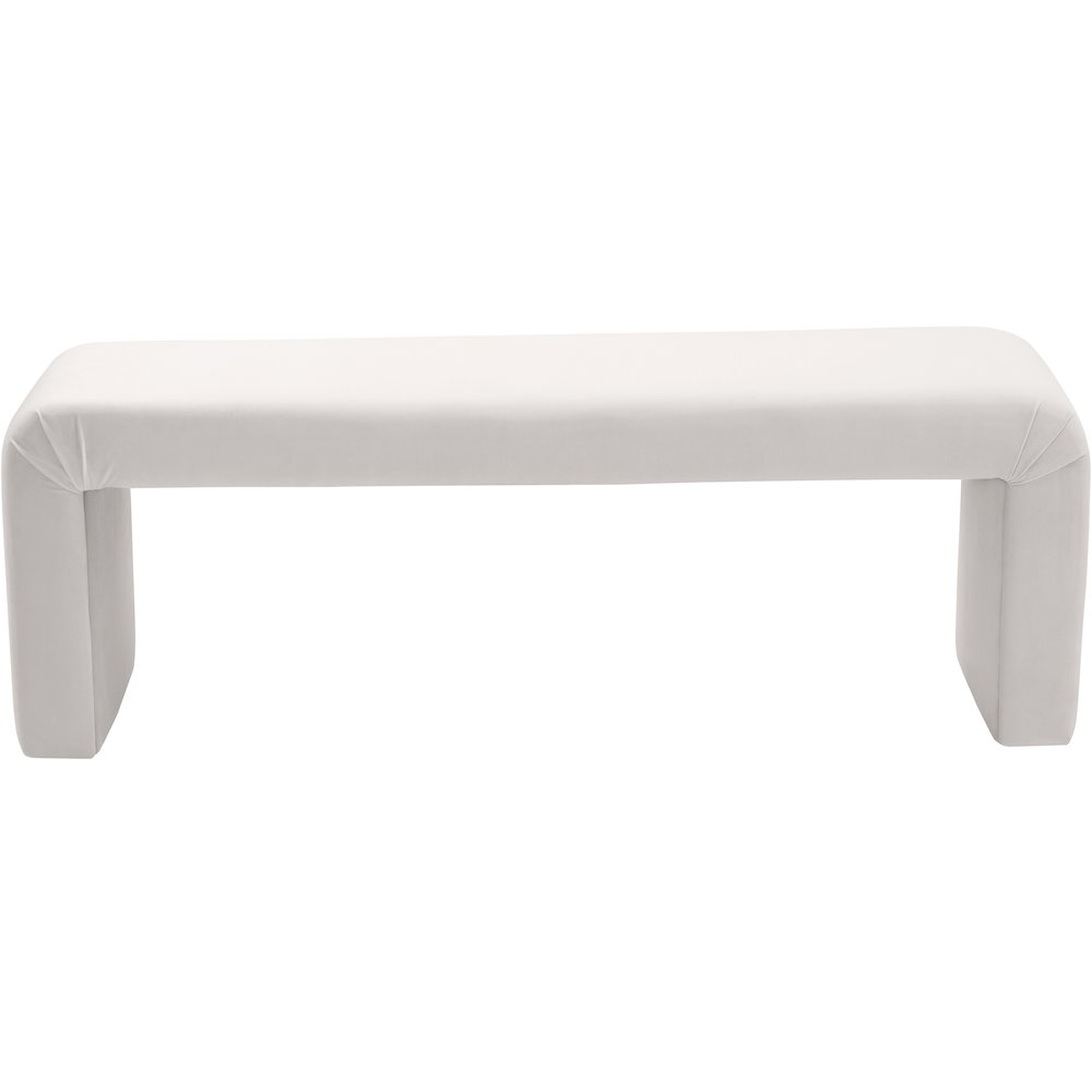 Minimalist Cream Velvet Bench. Picture 4