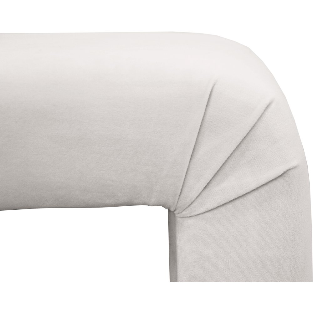 Minimalist Cream Velvet Bench. Picture 5