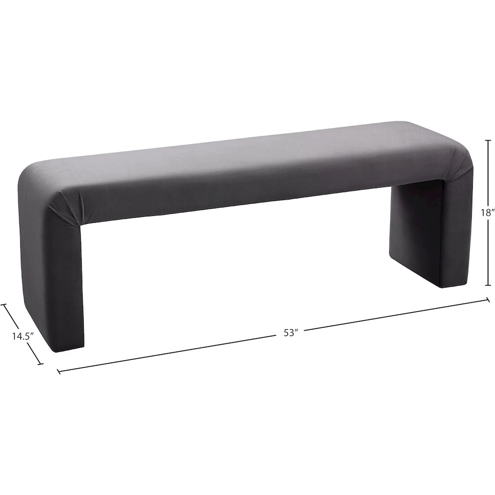 Minimalist Grey Velvet Bench. Picture 6