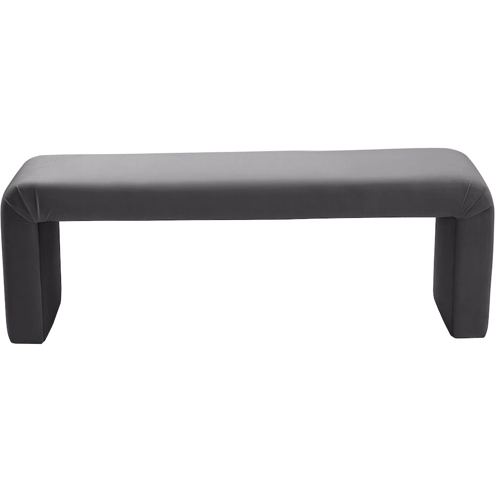 Minimalist Grey Velvet Bench. Picture 4